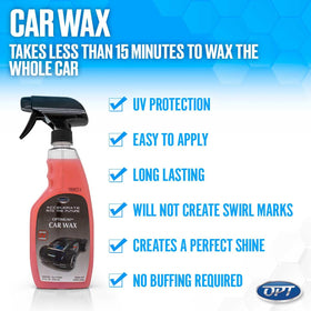 Before and after paint panel with Optimum Car Wax showing improved gloss