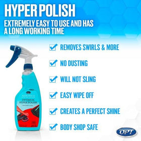Optimum Hyper Polish before and after car panel showing restored paint gloss