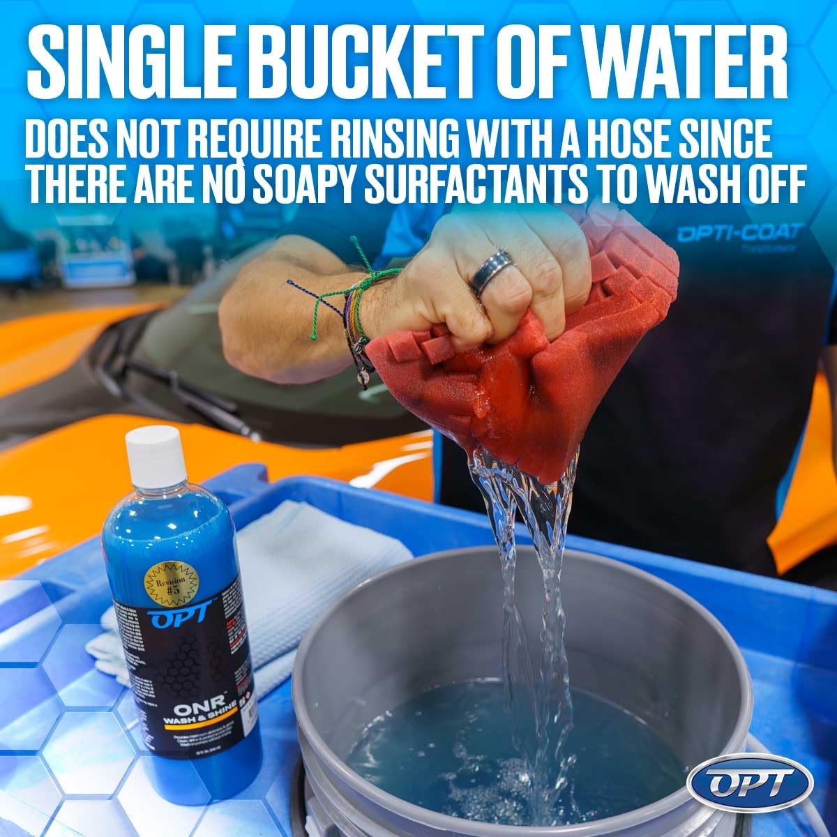 Optimum ONR V6 mixed solution in bucket with settled dirt demonstrating safety