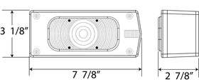 Optronics tail light beside ruler for scale, compact low-profile fit benefit