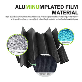 Opuweiy sunshade folded and snapped compactly for storage, easy transport and tidy trunk benefit