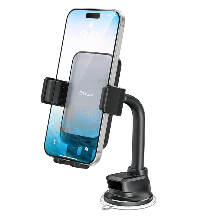 OQTIQ front view of boat phone holder showing secure mount benefit