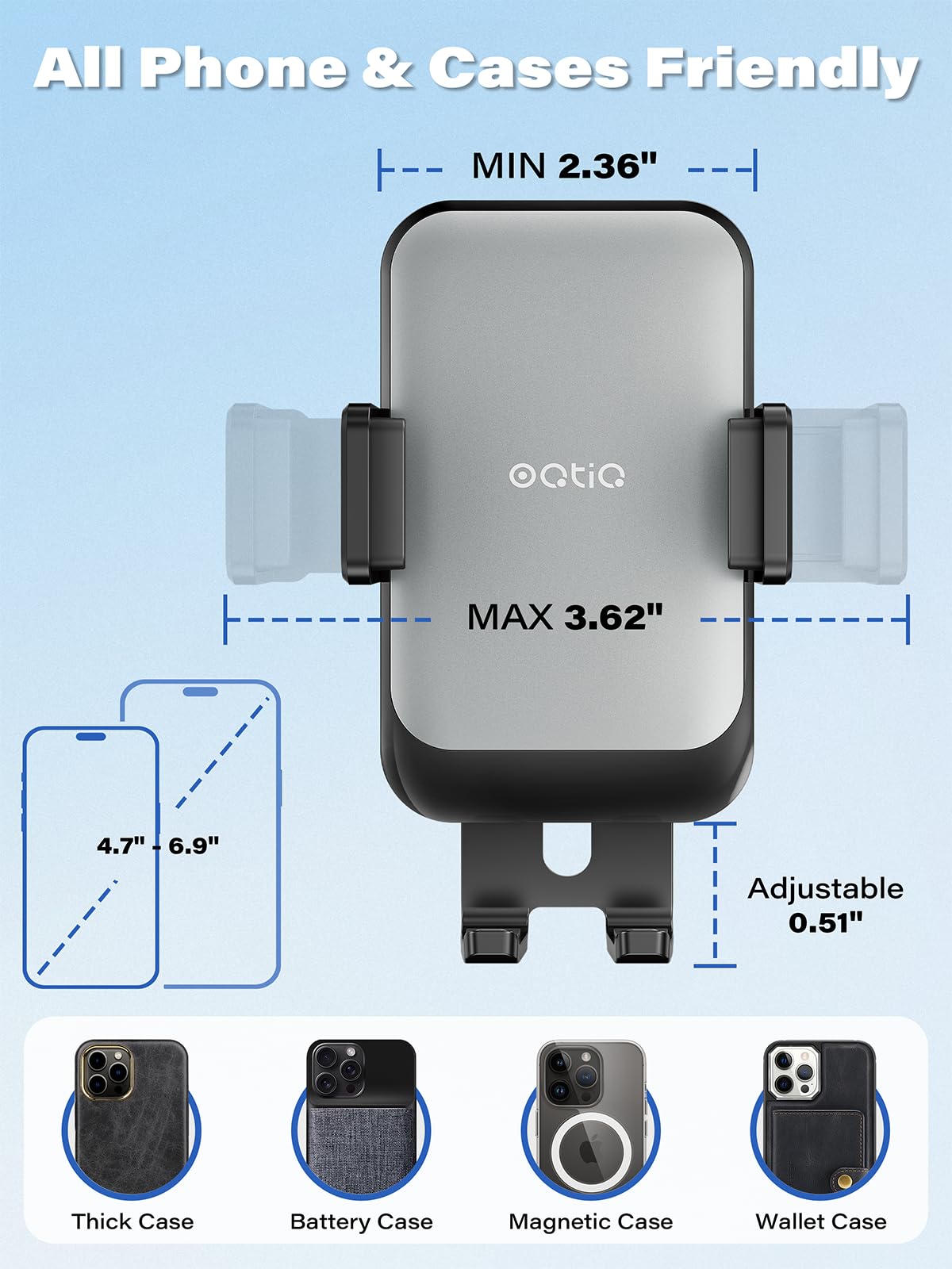OQTIQ cradle rotating to landscape demonstrating viewing flexibility