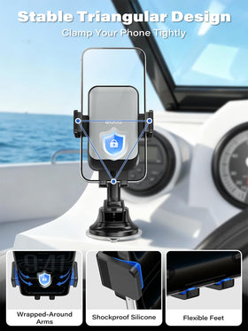 OQTIQ mounted on boat dashboard offering hands-free navigation benefit
