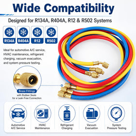 Oralys yellow service hose connected to refrigerant cylinder for charging convenience