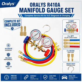 Oralys manifold in use on a car AC system demonstrating practical diagnostic benefit
