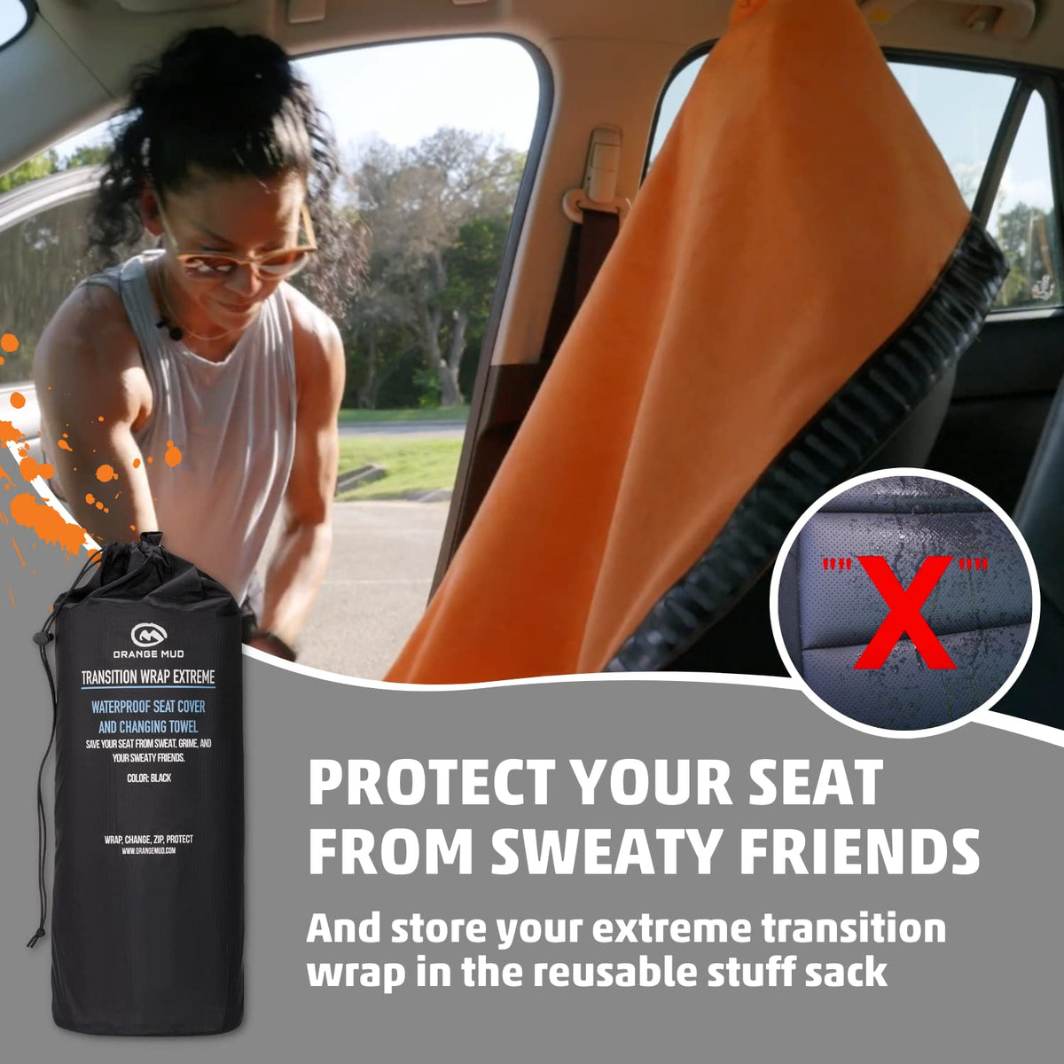 Orange Mud folded wrap compact for storage and easy transport