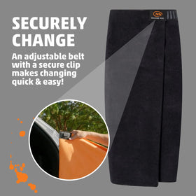 Orange Mud athlete changing with wrap showing private stable coverage