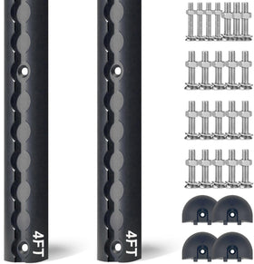 ORANGEE front view of 48 inch black L-track rail showing full length and profile for secure anchoring