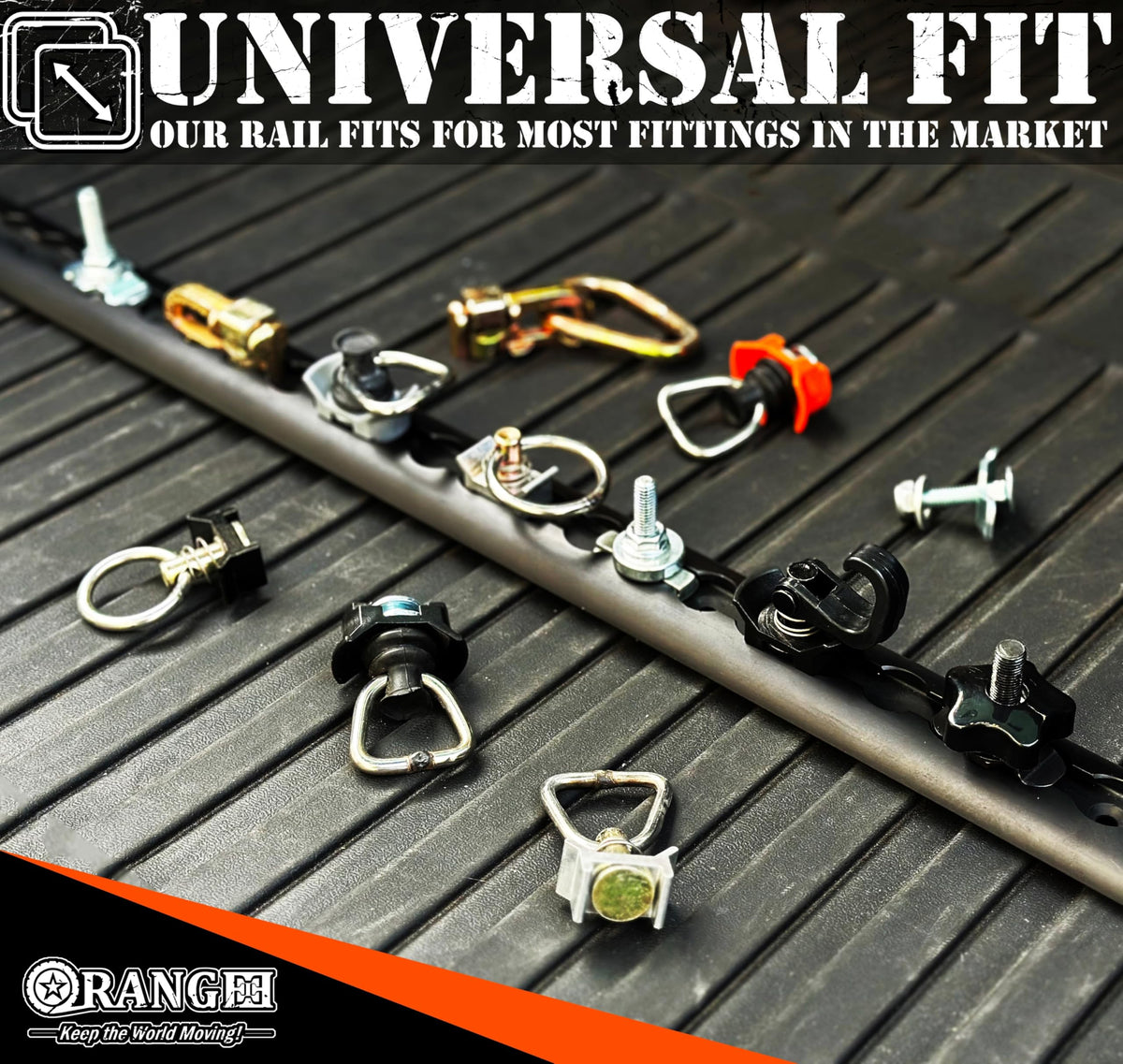 ORANGEE rail next to ruler showing 48 inch length and slim 2 inch width for space-saving fit