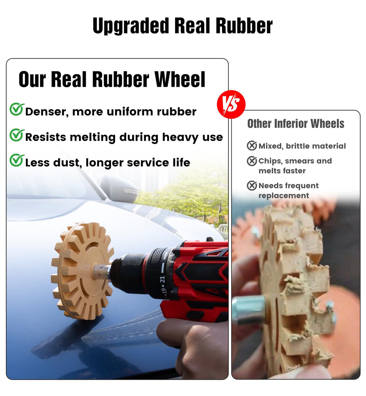 OrbitShell drill adapter installed in a cordless drill for quick wheel mounting