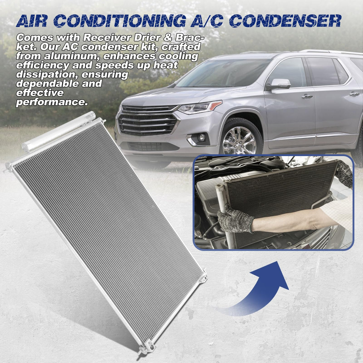 Orceed condenser installed in engine bay demonstrating direct-fit mounting and restored AC performance