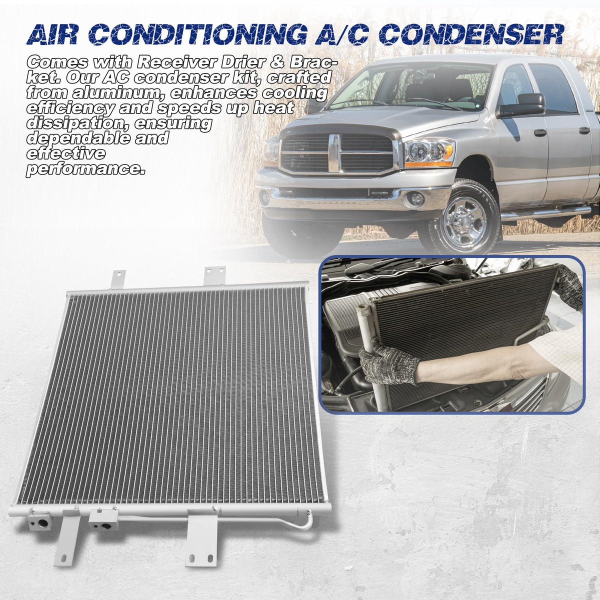 Orceed condenser installed in engine bay demonstrating OE fit and easy replacement