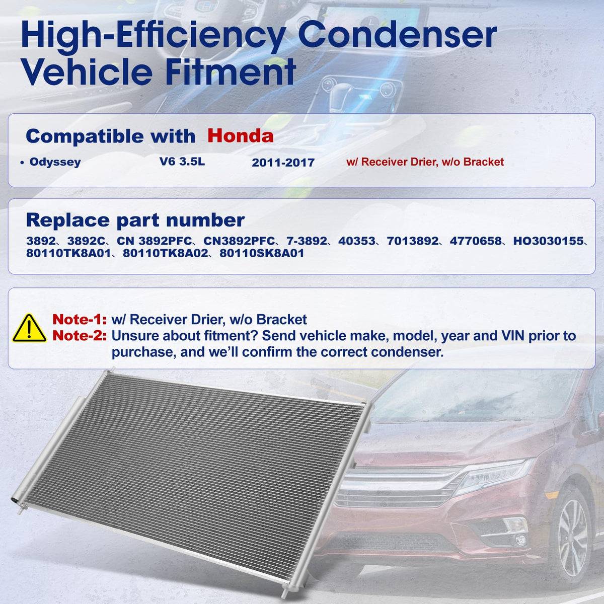 Orceed condenser close-up of high-density fins improving heat transfer