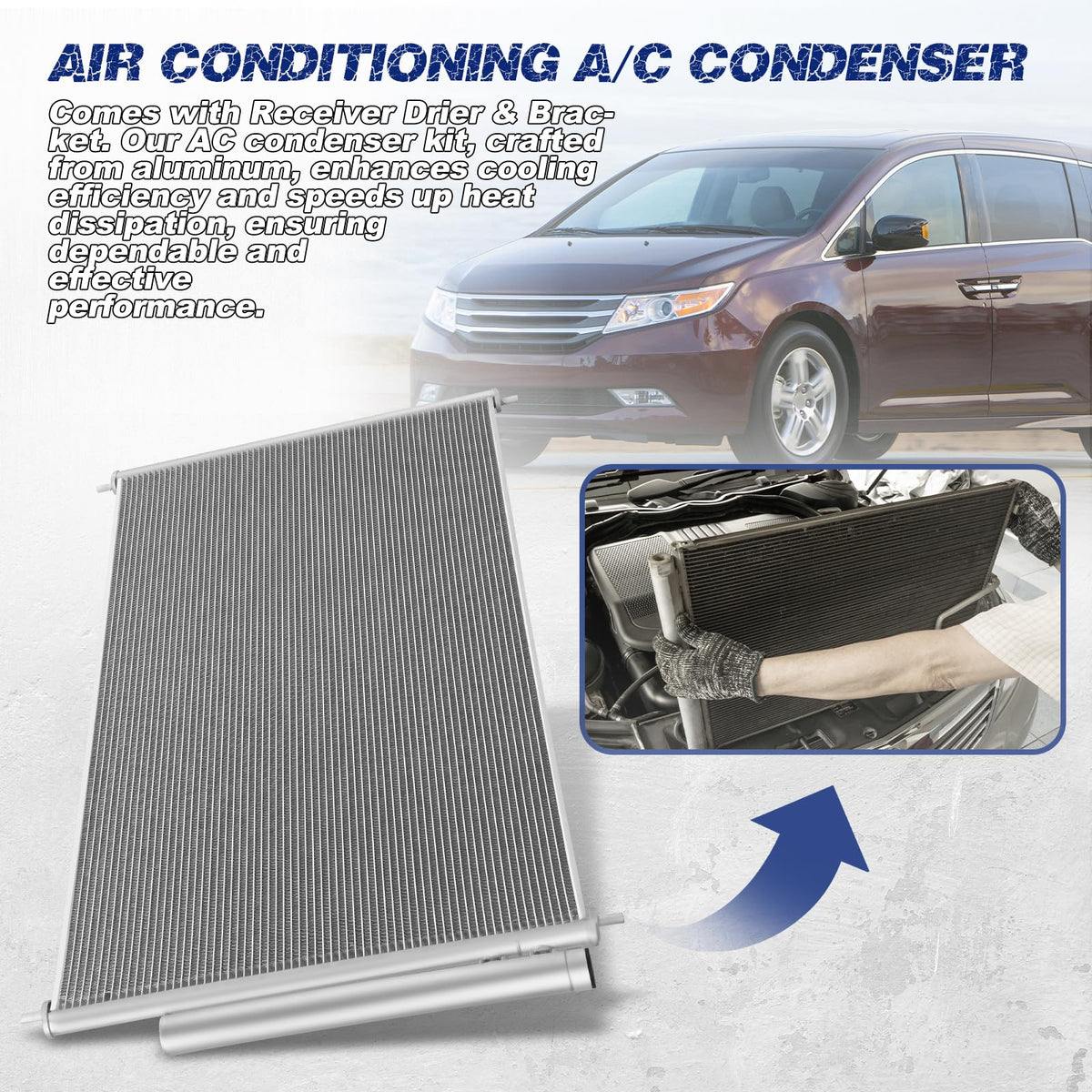 Orceed condenser installed in Honda Odyssey demonstrating direct fit