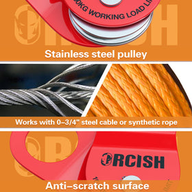 ORCISH block in use with rope setup demonstrating doubled winch pull advantage