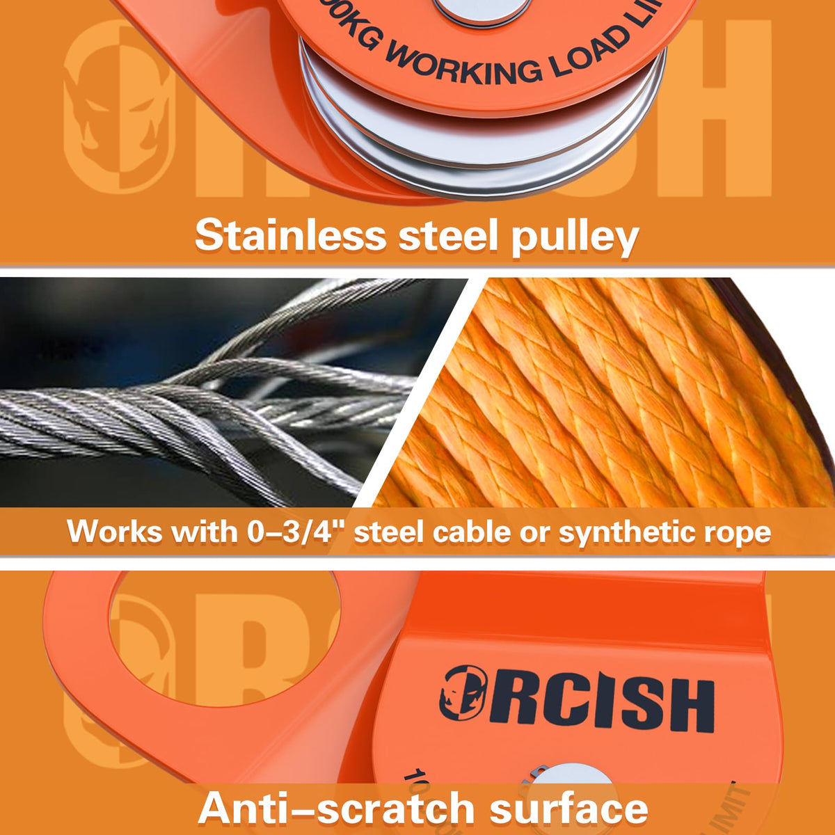 ORCISH circlip upgrade closeup showing centered groove to prevent rope jams benefit