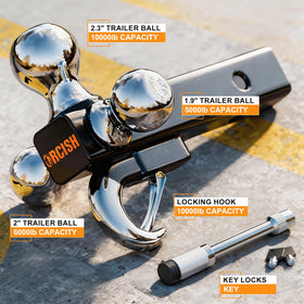 ORCISH close-up of chrome hitch balls highlighting wear resistance benefit
