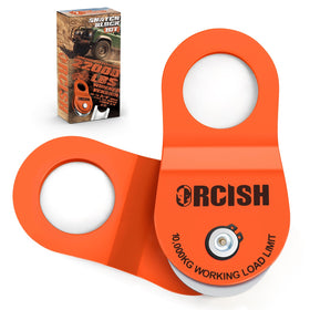 ORCISH front view pulley showing heavy steel body and secure latch benefit durability