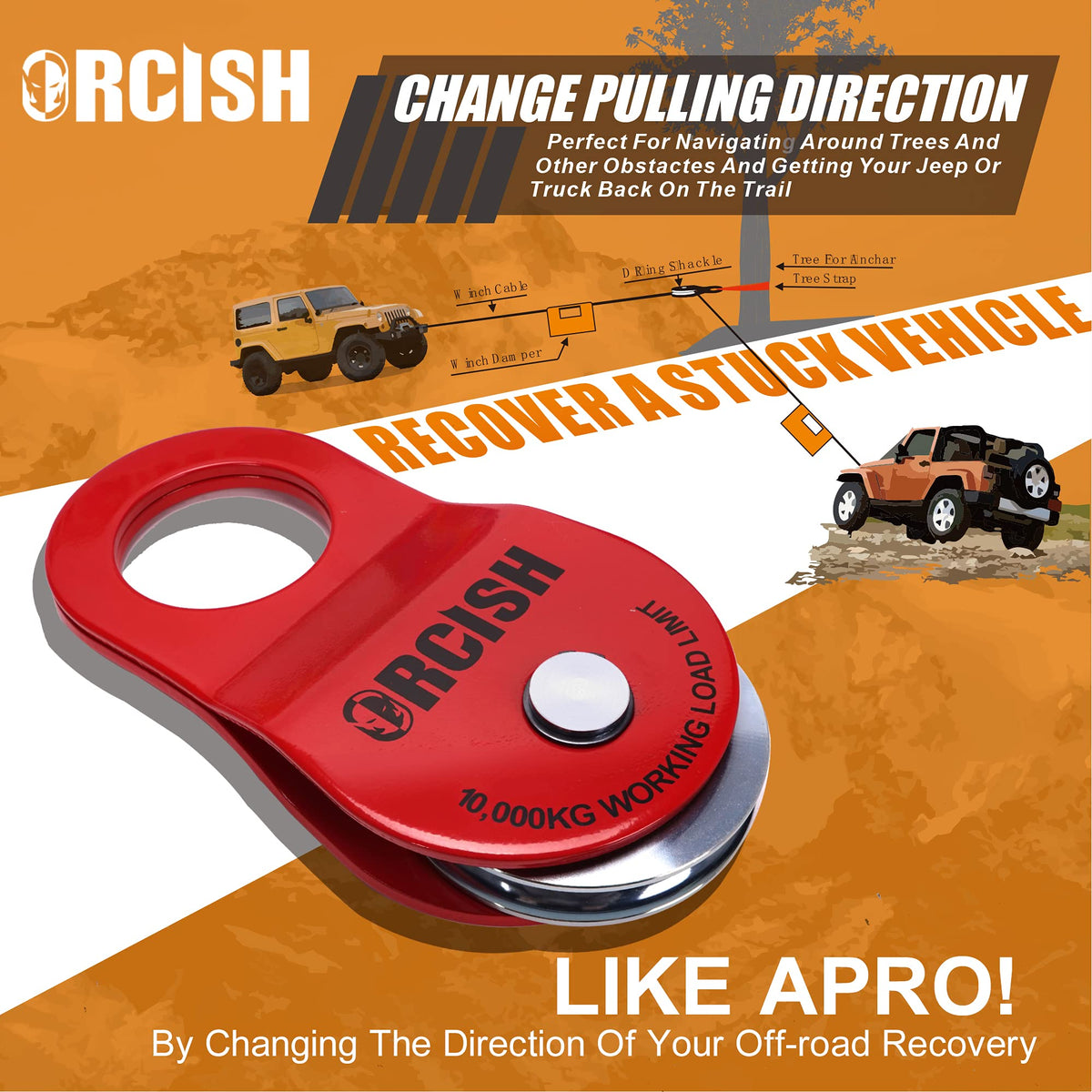ORCISH snatch block used on trail showing efficient vehicle recovery benefit