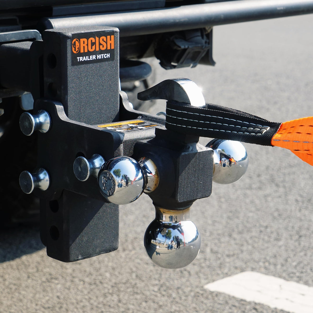 ORCISH hitch next to measuring tape for size and fit comparison