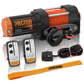 ORCISH winch front view showing full assembly and quick-install benefit
