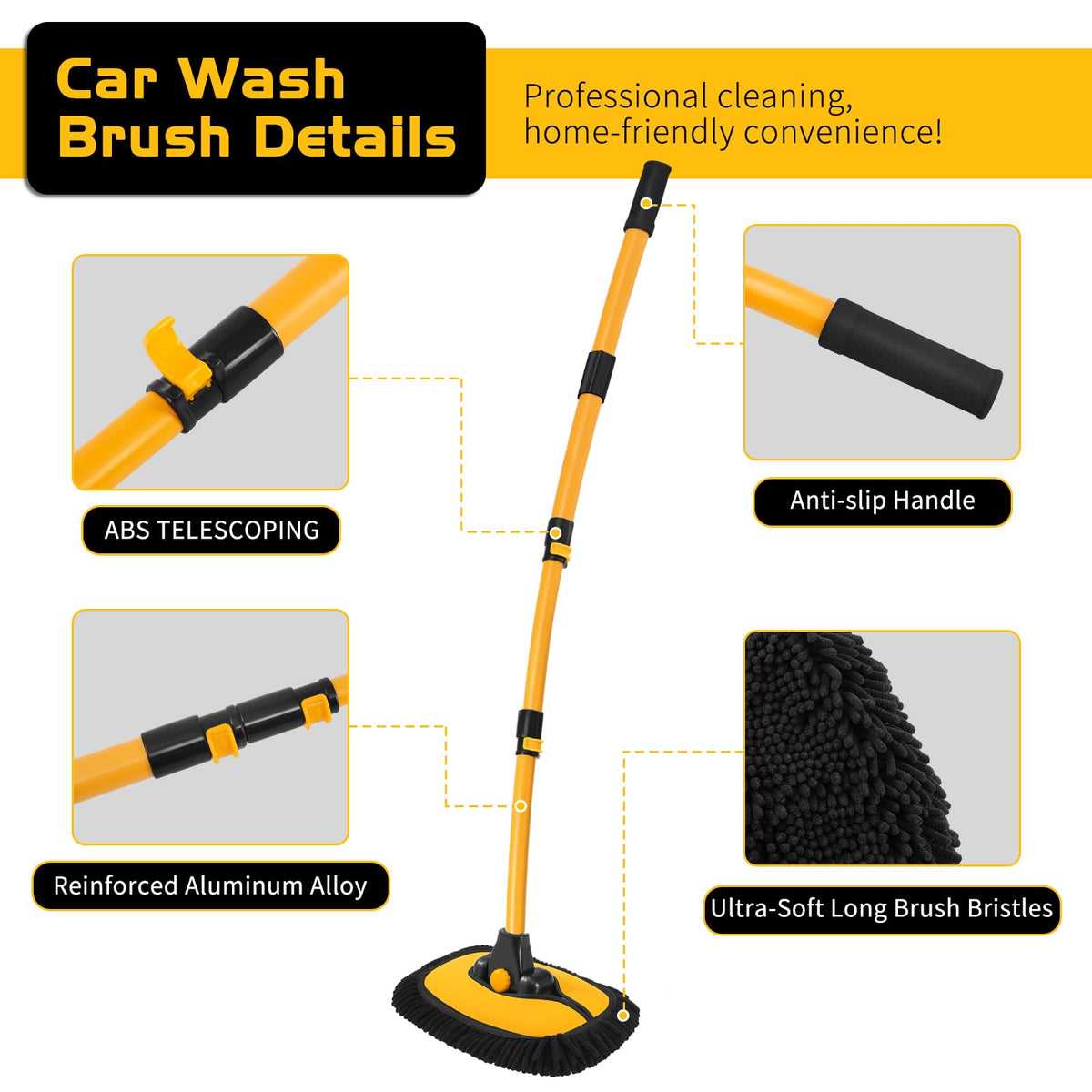 Ordenado extended pole reaching SUV roof for safer access