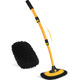 Ordenado front view of assembled brush showing long handle and head benefit reach