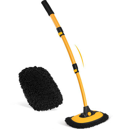 Ordenado front view of assembled brush showing long handle and head benefit reach