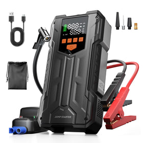 Oreetga front view showing compact jump starter for easy storage and quick access