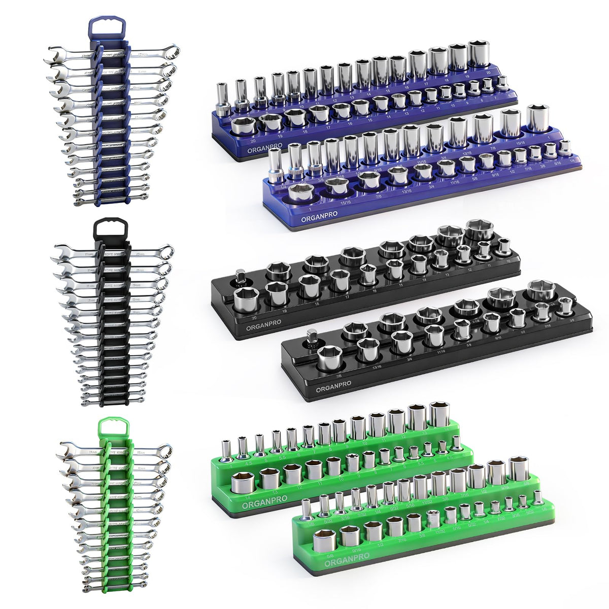 ORGANPRO front view of full 9-piece organizer set showing neat storage benefit