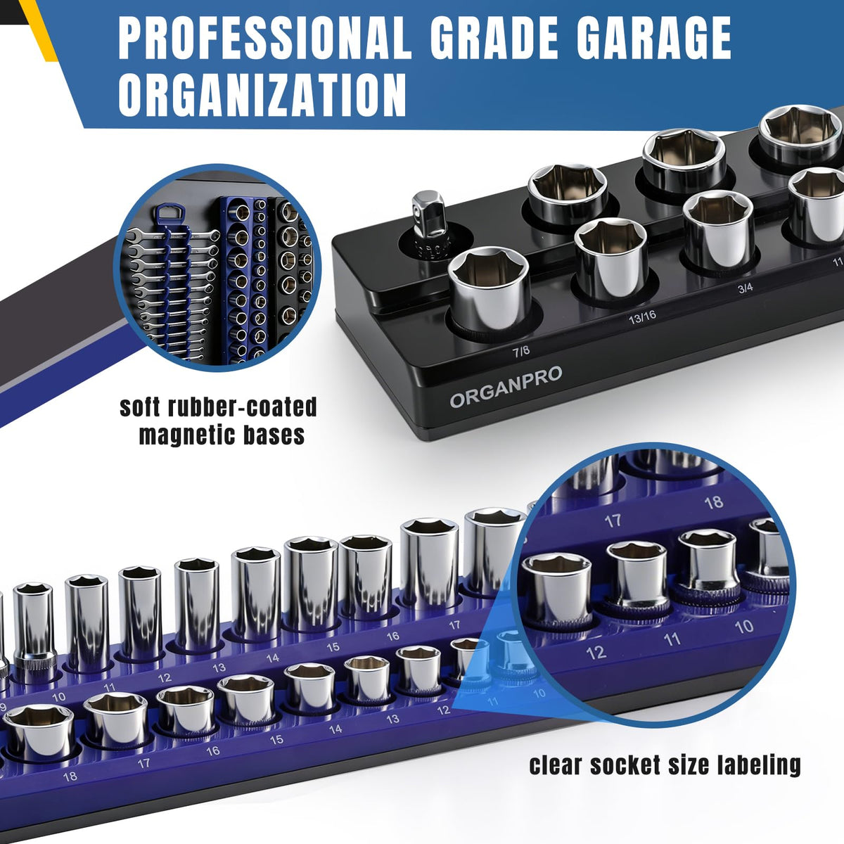 ORGANPRO tray in use on workbench keeping sockets accessible while working