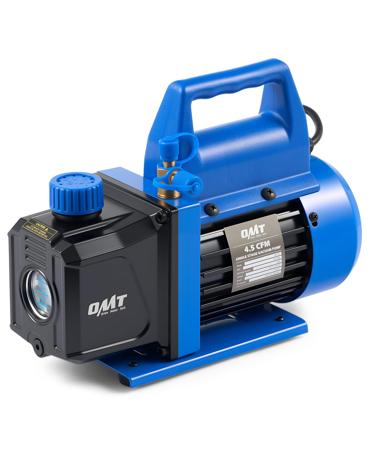 Orion Motor Tech front view of pump showing compact durable design and portability