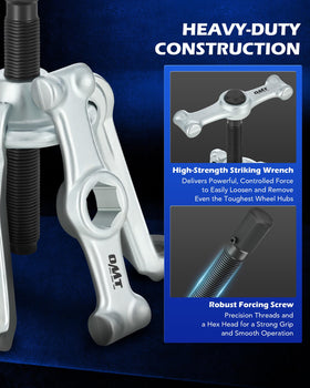Orion Motor Tech puller installed on a vehicle hub demonstrating safe, damage-free removal