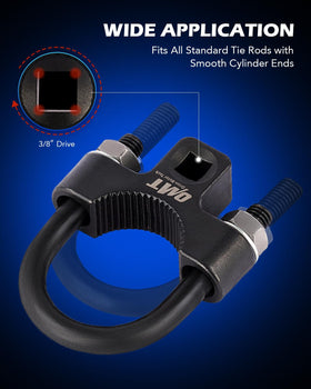 Orion Motor Tech tool slid over inner tie rod end showing easy access in tight spaces