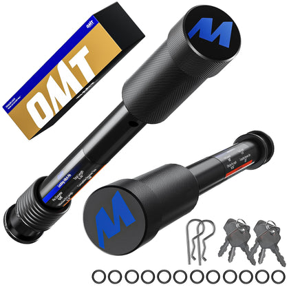 Orion Motor Tech front packaging showing two locking hitch pins and keys, secure storage benefit