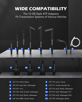 Orion Motor Tech set of 12 aluminum adapters displayed for broad vehicle compatibility