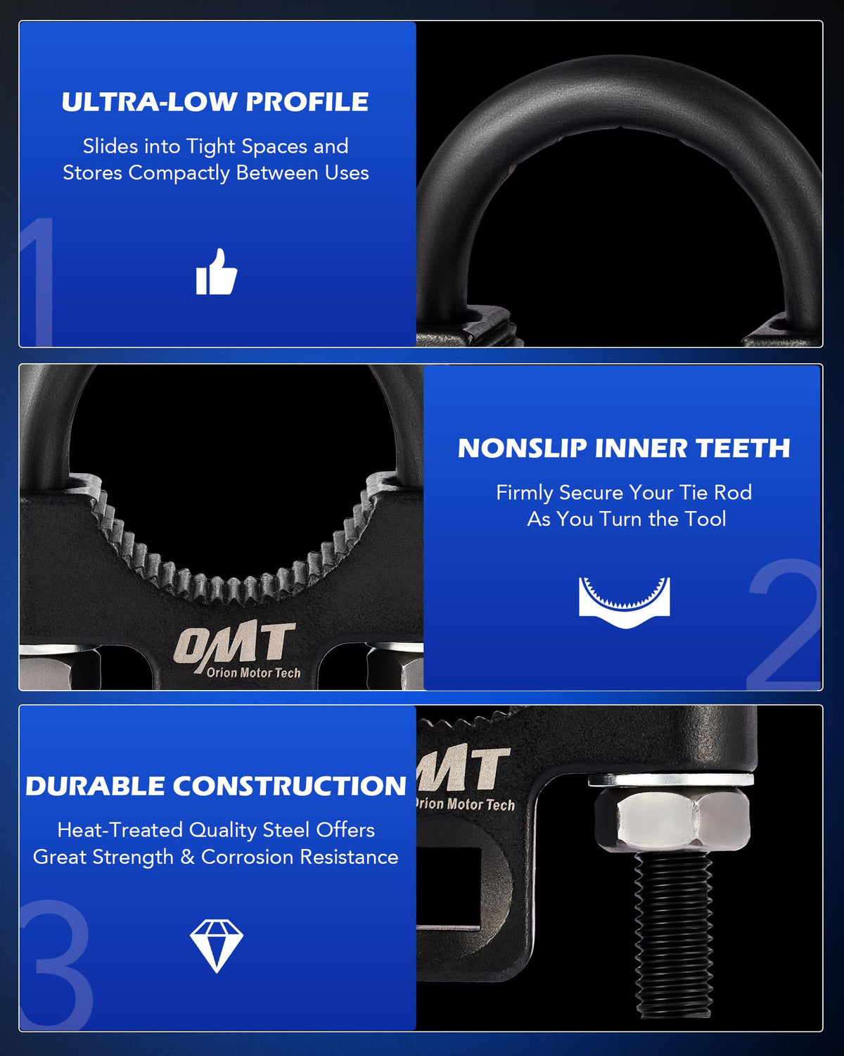 Orion Motor Tech adjustable separator open demonstrating wide range fit