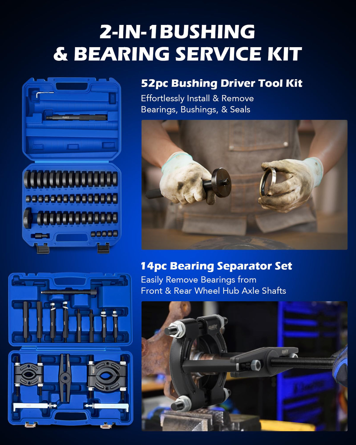 Orion Motor Tech bushing discs layout demonstrating size range and fit