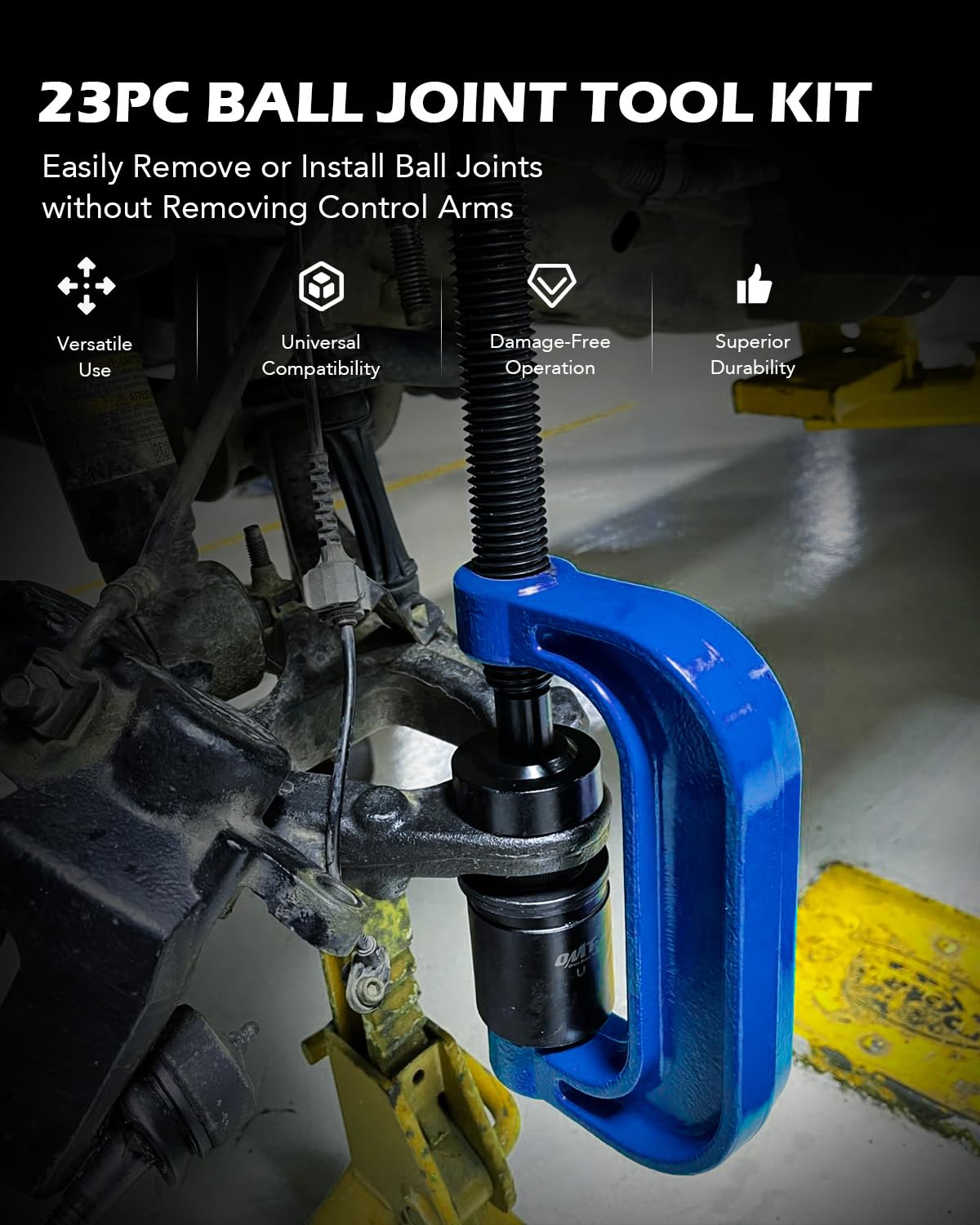 Orion Motor Tech close-up of 9-inch C-frame detail providing steady pressing force