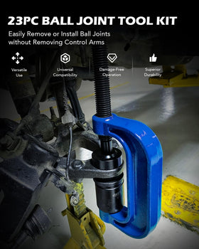 Orion Motor Tech close-up of 9-inch C-frame detail providing steady pressing force