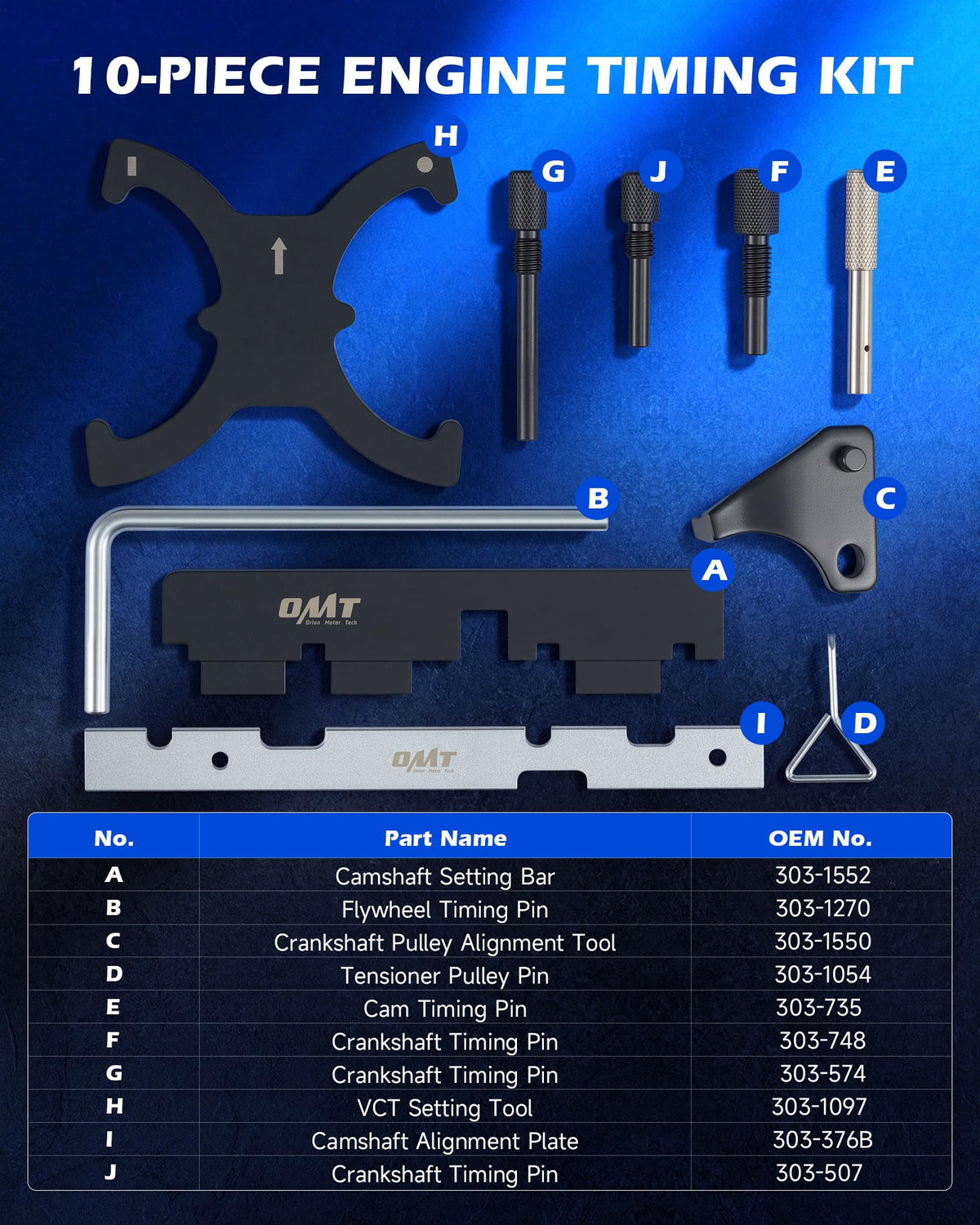 Orion Motor Tech camshaft alignment plates detail showing accurate fit for repeatable timing