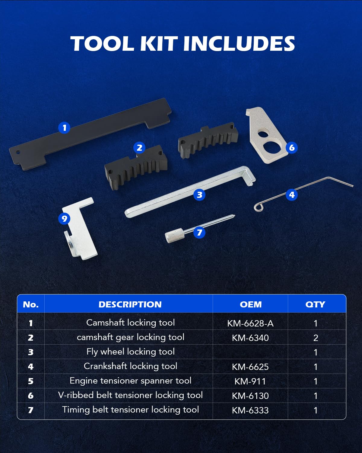 Orion Motor Tech camshaft locking tool close-up showing durable precision fit