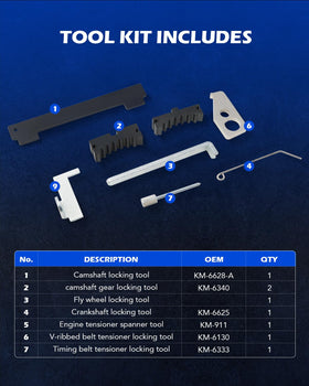 Orion Motor Tech camshaft locking tool close-up showing durable precision fit