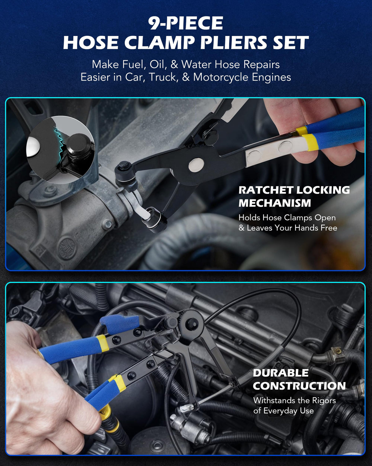 Orion Motor Tech open cases laid out flat with color-coded tools for quick identification
