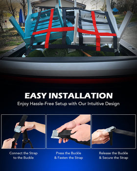 Orion Motor Tech close-up of 1.5 inch webbing and reinforced stitching for durable load support