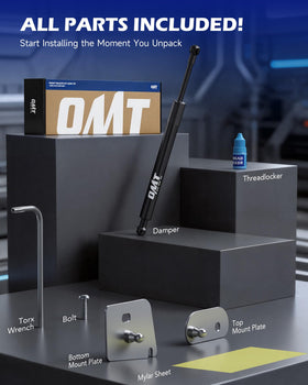 Orion Motor Tech kit layout with hardware and mylar sheet included for scratch-free install