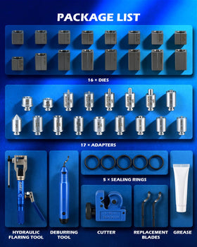 Orion Motor Tech assortment of flaring dies arranged for quick selection benefit
