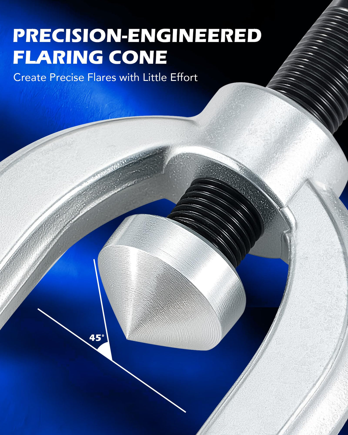 Orion Motor Tech flaring tool and yoke assembly creating precise 45° flares for secure joints