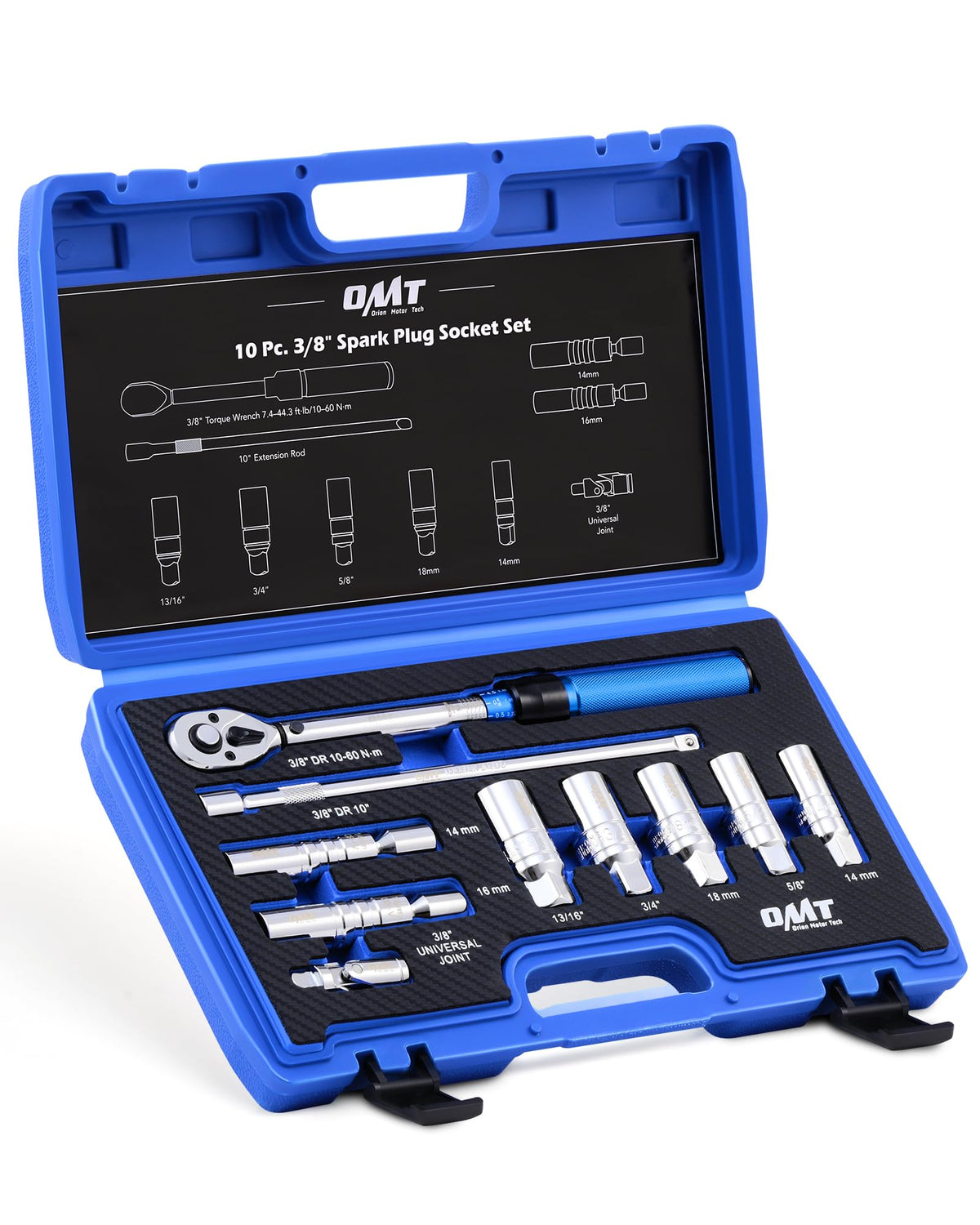 Orion Motor Tech front view of case and tools showing full kit for fast plug jobs